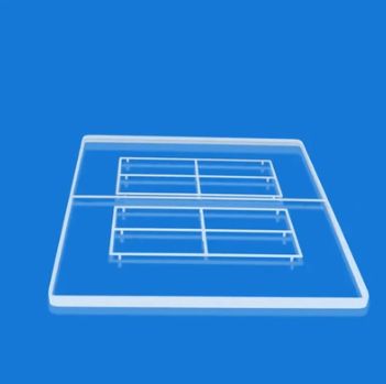 JGS2 2.2g/cm³ Customizable Grooved Rectangular Quartz Glass Plate 